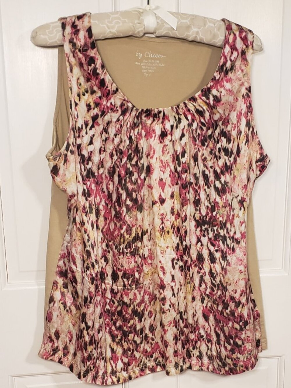 Chico's Silk Front Floral Sleeveless Tank Top Size 2 L